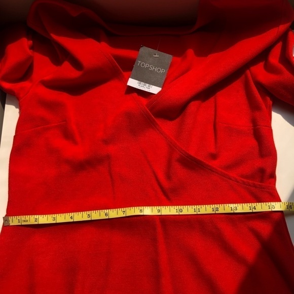 Topshop Faux Wrap Fit & Flare Dress Size 10 - Picture 9 of 10